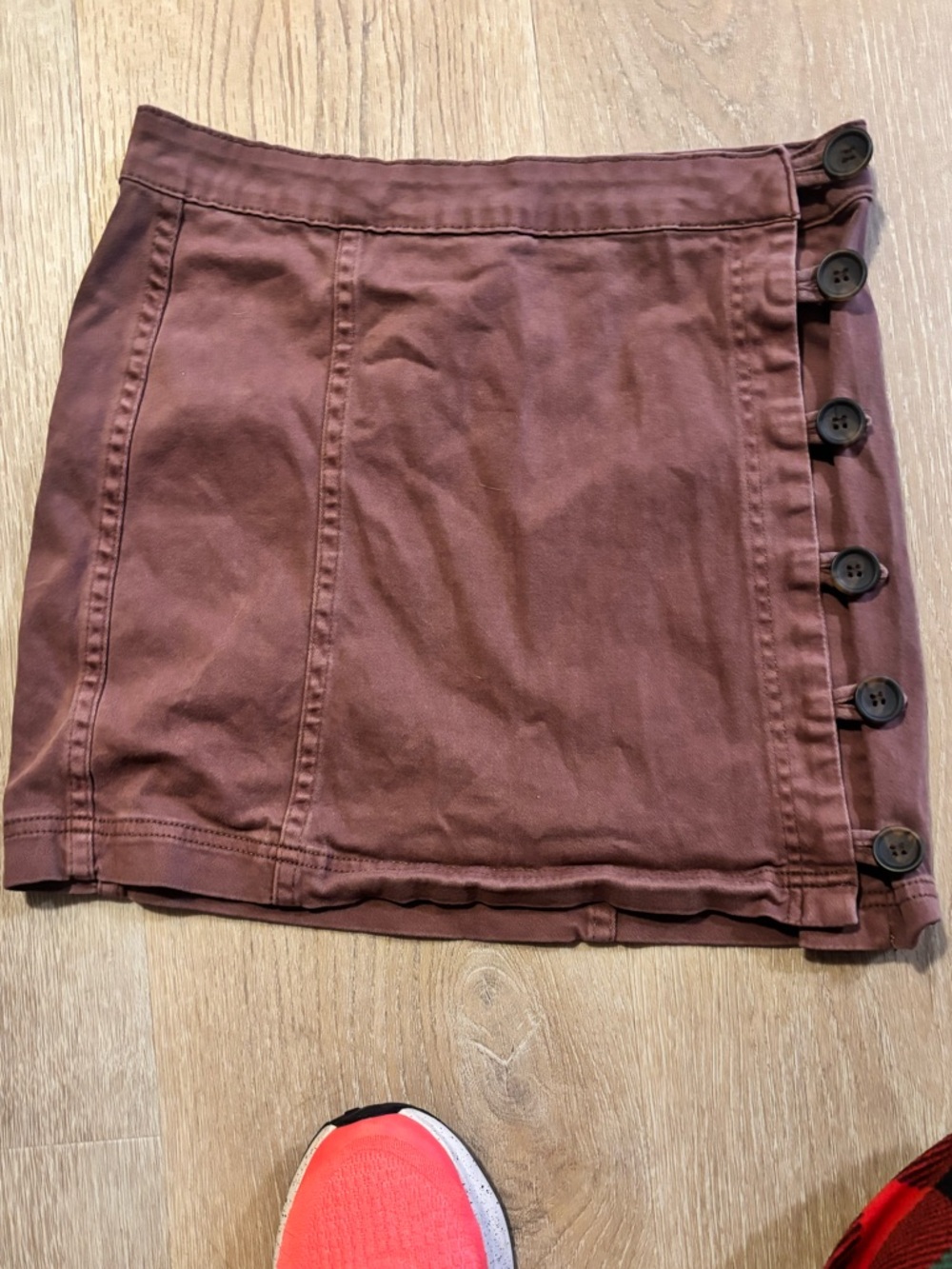 Altar'd State Rust Brown Side-Button Mini Skirt